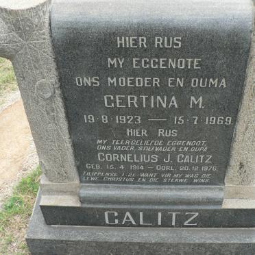 CALITZ Cornelius J. 1914-1976 &amp; Gertina M. 1923-1969