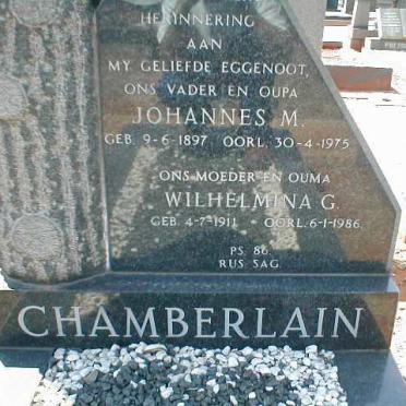 CHAMBERLAIN Johannes M. 1897-1975 &amp; Wilhelmina G. 1911-1986