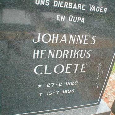 CLOETE Johannes Hendrikus 1920-1995