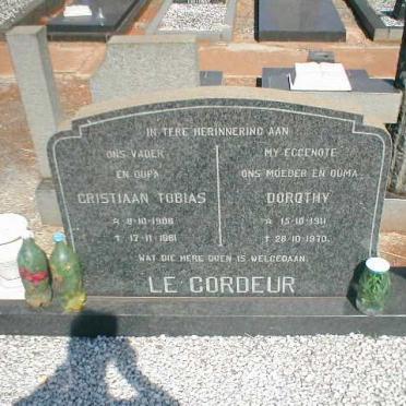 CORDEUR Christiaan Tobias, le 1906-1981 &amp; Dorothy 1911-1970