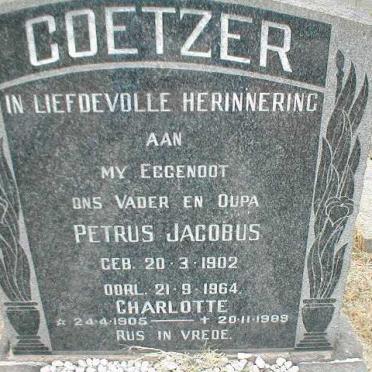 COETZER Petrus Jacobus 1902-1964 &amp; Charlotte 1905-1989