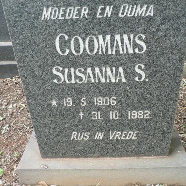 COOMANS Susanna S. 1906-1982