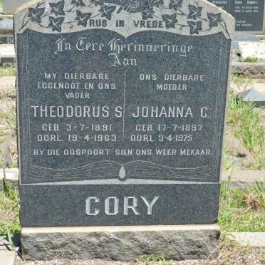 CORY Theodorus S. 1891-1963 &amp; Johanna C. 1897-1975