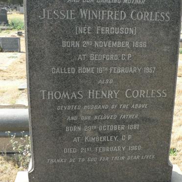 CORLESS Thomas Henry 1881-1960 &amp; Jessie Winifred FERGUSON 1886-1957