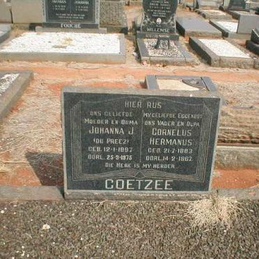 COETZEE Cornelus Hermanus 1883-1967 &amp; Johanna J. DU PREEZ 1897-1975