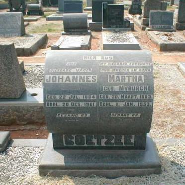 COETZEE Johannes 1884-1961 &amp; Martha MYBURGH 1883-1953