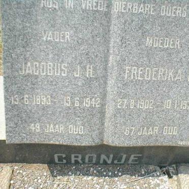 CRONJE Jacobus J.H. 1893-1942 &amp; Frederika E. 1902-1970