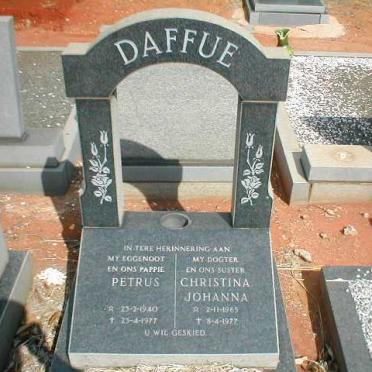 DAFFUE Petrus 1940-1977 :: DAFFUE Christina Johanna 1965-1977