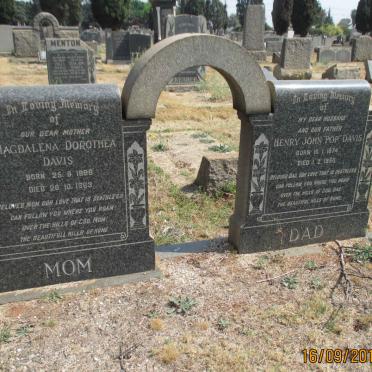 DAVIS Henry John 1874-1950 &amp; Magdalena Dorothea 1888-1963