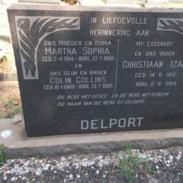 DELPORT Christiaan Izak 1912-1964 &amp; Martha Sophia 1914-1989 :: DELPORT Colin Collins 1969-1989