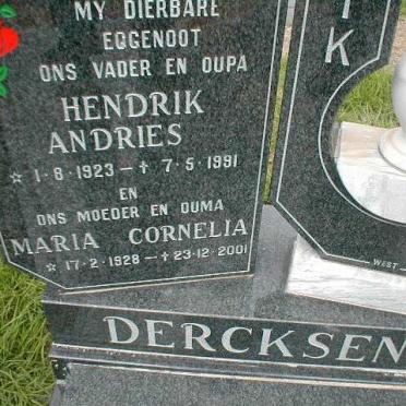 DERCKSEN Hendrik Andries 1923-1991 &amp; Maria Cornelia 1928-2001