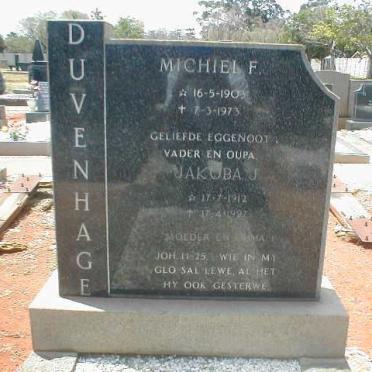 DUVENHAGE Michiel F. 1903-1973 &amp; Jakoba J. 1912 -1997