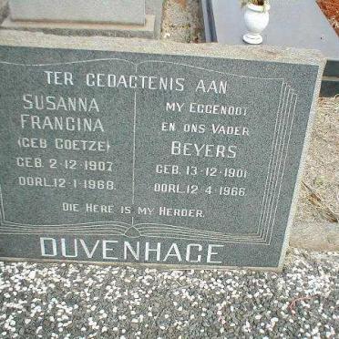 DUVENHAGE  Beyers 1901-1966 &amp; Susanna Francina COETZE 1907-1968