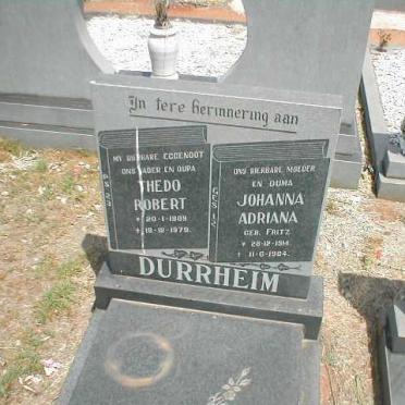DURRHEIM Thedo Robert 1909-1979 &amp; Johanna Adriana FRITZ 1914-1984