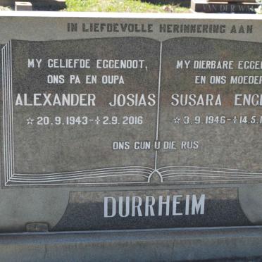DURRHEIM Alexander Josias 1943-2016 &amp; Susara Engela 1946-1977