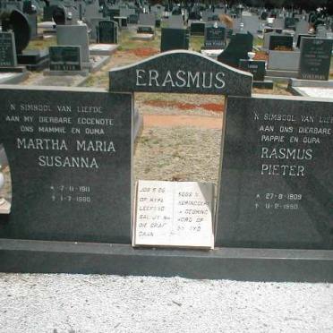 ERASMUS Rasmus Pieter 1909-1990 &amp; Martha Maria Susanna 1911-1980