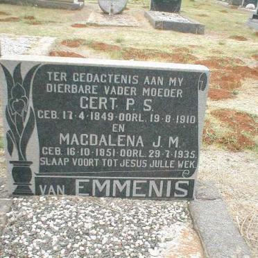 EMMENIS Gert P.S., van 1849-1910 &amp; Magdalena J.M. 1851-1935