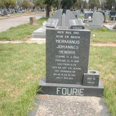 FOURIE Hermanus Johannes Hendrik 1952-1981
