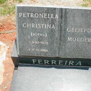FERREIRA Petronella Christina nee BOTHA 1905-1988