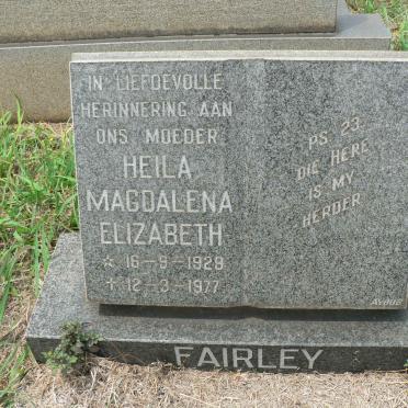 FAIRLEY Heila Magdalena Elizabeth 1929-1977