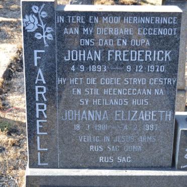 FARRELL Johan Frederick 1893-1970 &amp; Johanna Elizabeth 1901-1997