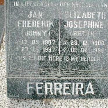 FERREIRA Jan Frederik 1907-1997 &amp; Elizabeth Josephine 1908-1998