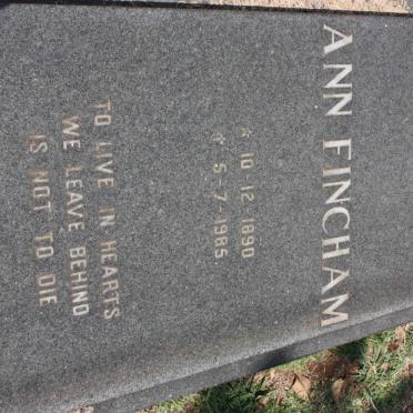 FINCHAM Ann 1890-1985