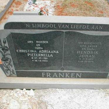 FRANKEN Hendrik Johan 1912-1979 &amp; Christina Adriaana Pieternella 1911-1986