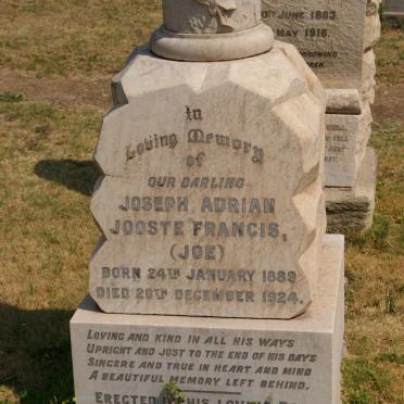 FRANCIS Anna Maria Dorathia 1863-1916 :: FRANCIS Joseph Adrian Jooste 1889-1924