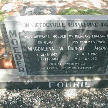FOURIE Barend Jacob 1917-1977 &amp; Magdalena W. 1917-1985
