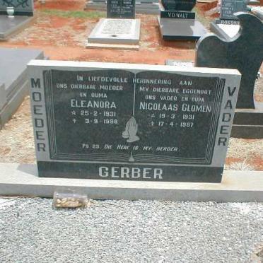 GERBER Nicolaas Glomen 1931-1987 &amp; Eleanora 1931-1998