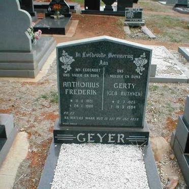 GEYER Anthonius Frederik 1921-1988 &amp; Gerty RUTHVEN 1925-1994
