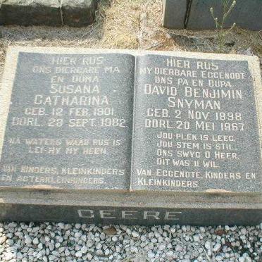 GEERE David Benjimin Snyman 1898-1967 &amp; Susana Catharina 1901-1982