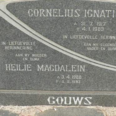 GOUWS Cornelius Ignatius 1917-1983 &amp; Heilie Magdalein 1928-1993