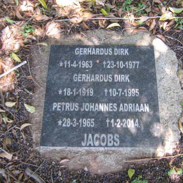 JACOBS Gerhardus Dirk 1919-1995 :: JACOBS Gerhardus Dirk 1963-1977 :: JACOBS Petrus Johannes Adriaan 1965-2014