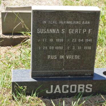 JACOBS Susanna S. 1898-1990 :: JACOBS Gert P.F. 1941-1998