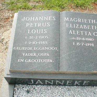 JANNEKE Johannes Petrus Louis 1905-1989 &amp; Magrietha Elizabeth Aletta C. 1910-1998