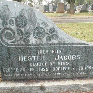 JACOBS Hester nee DE KOCK 1929-1964