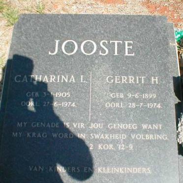 JOOSTE Gerrit H 1899-1974 &amp; Catharina L. 1905-1974