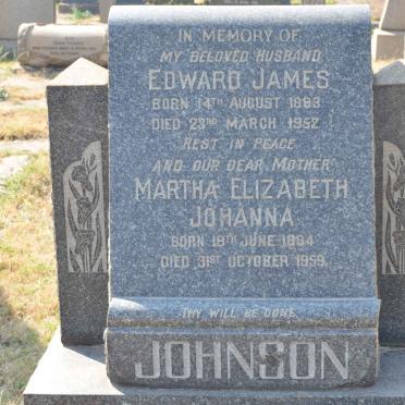JOHNSON Edward James 18?3-1952 &amp; Martha Elizabeth Johanna 18?4-1959