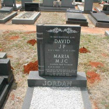 JORDAN David J.P. 1920-1981 &amp; Maria M.J.C. JANSEN VAN VUUREN 1909-