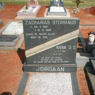 JORDAAN Zacharias Sterhanus 1912-1985 &amp; S.C. 1912-1977