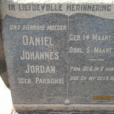 JORDAN David Jacobus Petrus 1888-1954 &amp; Daniel Johannes PARSONS 1896-1951