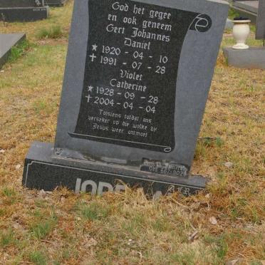 JORDAAN Gert Johannes Daniel 1920-1991 &amp; Violet Catherine 1928-2004
