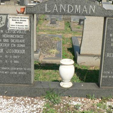 LANDMAN Reynier Nicolaas 1892-1966 &amp; Dina Johanna 1907-1981 :: WOLHUTER Hendrina Johanna 1951-2007