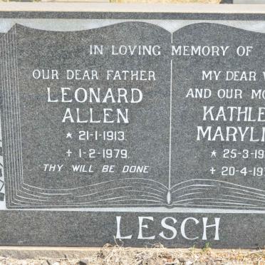 LESCH Leonard Allen 1913-1979 &amp; Kathleen Marylinn 1915-1974