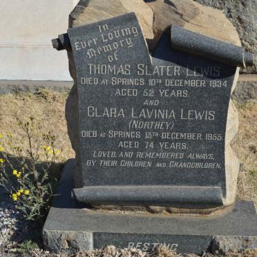 LEWIS Thomas Slater -1934 &amp; Clara Lavinia NORTHEY -1955