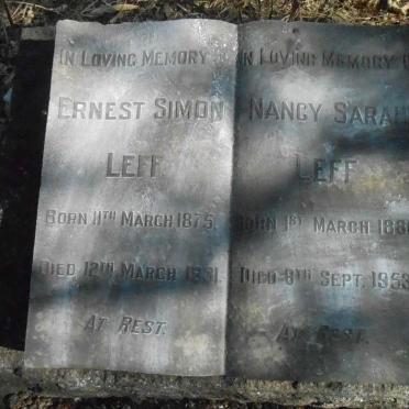 LEFF Ernest Simon 1875-1931 &amp; Nancy Sarah 1886-1953