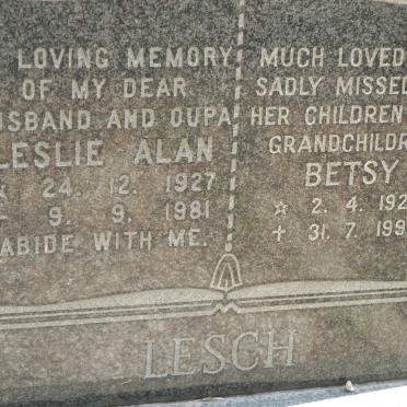 LESCH Leslie Alan 1927-1981 &amp; Betsy 1920-1990