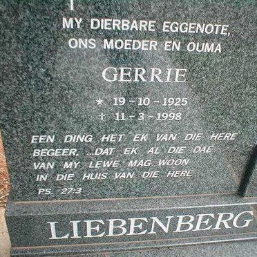 LIEBENBERG Gerrie 1925-1998
